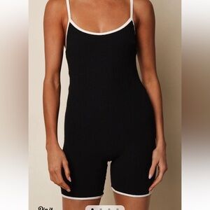 Montice NEW Black Cream Binded Terry Rib Alina Midi Onesie